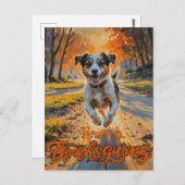 ハッピーサンクスギビング犬 ポストカード (正面/裏面)