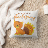 ハッピーサンクスギビング猫ターキー クッション (ブランケット)