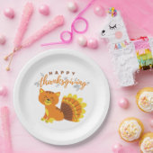 ハッピーサンクスギビング猫ターキー ペーパープレート (パーティー)