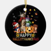 ハッピーサンクスギビング猫ハッピーハロサンクスマ セラミックオーナメント (正面)