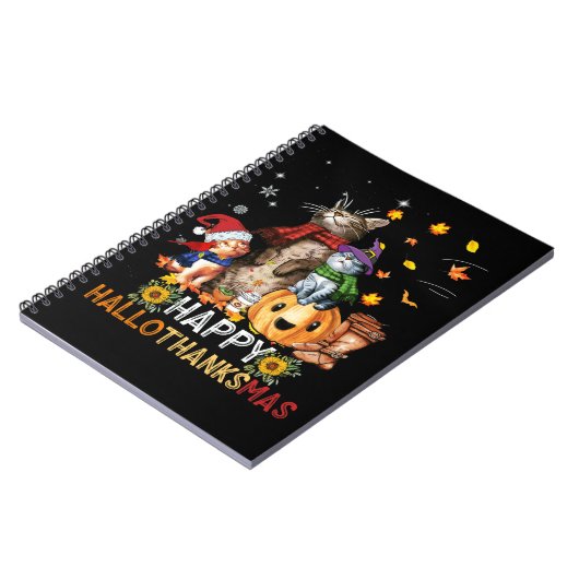 ハッピーサンクスギビング猫ハッピーハロサンクスマ ノートブック (左側)