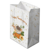 ハッピーサンクスギビング秋のカボチャと花 ミディアムペーパーバッグ (裏面アングル)