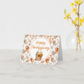 ハッピーサンクスギビング秋のカボチャ&ひまわり カード (黄色い花)