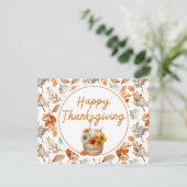 ハッピーサンクスギビング秋のカボチャ&ひまわり シーズンポストカード (スタンド正面)