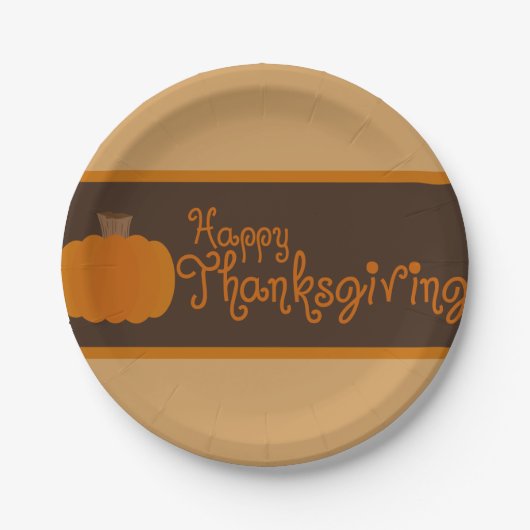 ハッピーサンクスギビング秋のカボチャ ペーパープレート (正面)