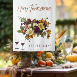 ハッピーサンクスギビング秋のフローラの姓 タペストリー