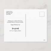 ハッピーサンクスギビング秋のリースビジネスロゴ シーズンポストカード (裏面)