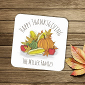 ハッピーサンクスギビング秋の収穫カスタム スクエアペーパーコースター