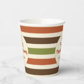 ハッピーサンクスギビング秋の色のストライプ 紙コップ (左)