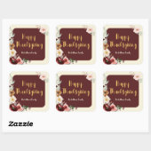 ハッピーサンクスギビング秋の花とイチジク スクエアシール (シート)