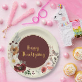 ハッピーサンクスギビング秋の花とイチジク ペーパープレート (パーティー)