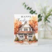ハッピーサンクスギビング秋ウォーターカラーハウスリアルティ シーズンポストカード (スタンド正面)