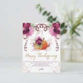 ハッピーサンクスギビング秋エレガントのブルゴーニュ ポストカード (スタンド正面)
