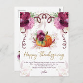 ハッピーサンクスギビング秋エレガントのブルゴーニュ ポストカード (正面/裏面)