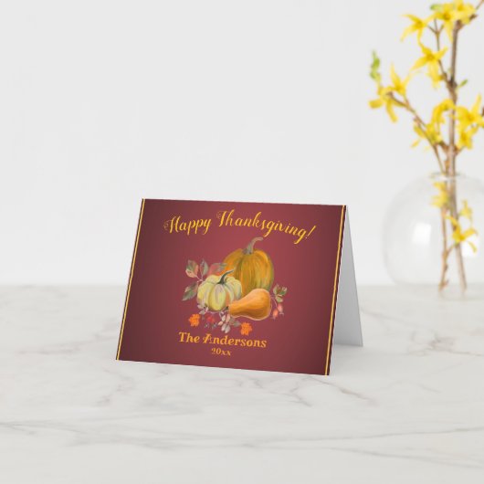 ハッピーサンクスギビング秋ハーベストカボキンズ葉 カード (黄色い花)