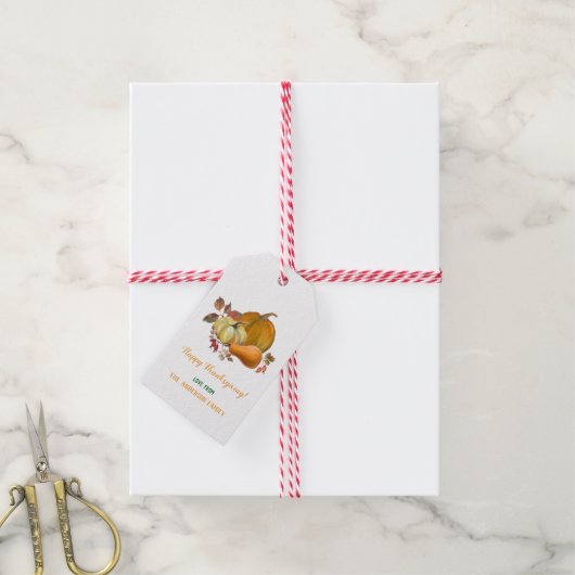 ハッピーサンクスギビング秋ハーベストカボキンズ葉 ギフトタグ (より糸付き)