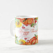 ハッピーサンクスギビング秋パンプキンフローラ コーヒーマグカップ (正面左)
