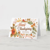 ハッピーサンクスギビング秋フラワーズカスタムビジネス カード (正面)