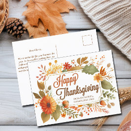 ハッピーサンクスギビング秋フラワーズカスタムビジネス ポストカード