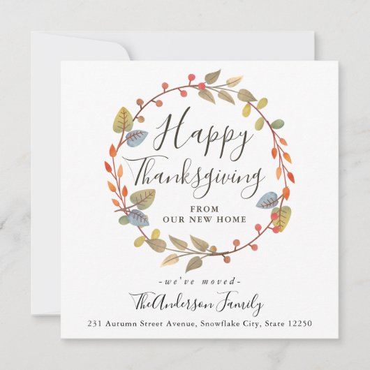 ハッピーサンクスギビング秋リースホリデームービング 案内状 (正面)