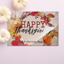 ハッピーサンクスギビング秋リース紙ランチョンマット