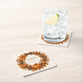 ハッピーサンクスギビング秋リース エレガント スクエアペーパーコースター (インサイチュ)