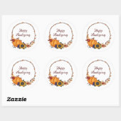 ハッピーサンクスギビング秋リース ラウンドシール (シート)