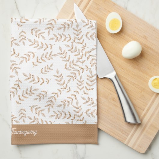 ハッピーサンクスギビング秋リーフキッチンタオル キッチンタオル (四つ折り)