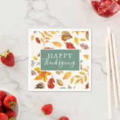 ハッピーサンクスギビング秋リーフパターン スタンダードカクテルナプキン (インサイチュ)