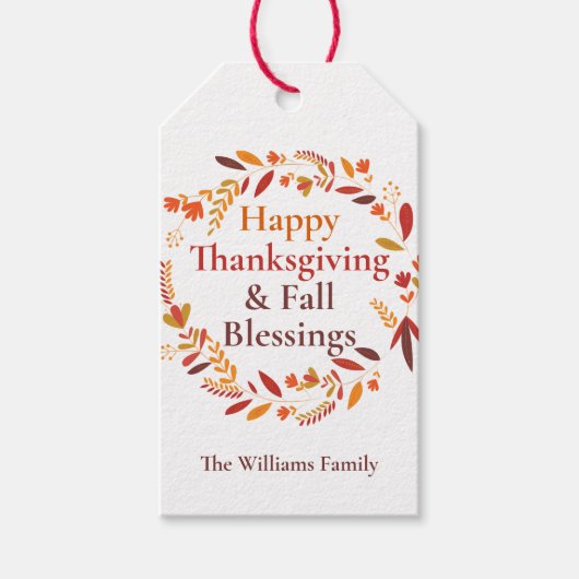 ハッピーサンクスギビング秋恵みカワイイカスタム ギフトタグ (正面)