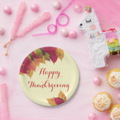 ハッピーサンクスギビング秋秋の季節葉の ペーパープレート (パーティー)