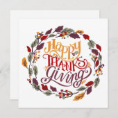ハッピーサンクスギビング秋秋の折り畳みホリデーカード シーズンカード (正面/裏面)