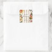 ハッピーサンクスギビング秋秋の水色の花 スクエアシール (バッグ)