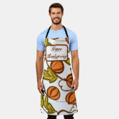 ハッピーサンクスギビング秋秋カボチャつる植物 エプロン (着用した状態)