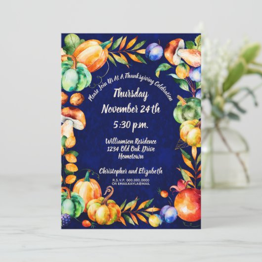 ハッピーサンクスギビング秋秋ハーベストお祝い 招待状 (スタンド正面)