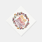 ハッピーサンクスギビング秋紅葉リース スタンダードカクテルナプキン (角)