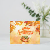 ハッピーサンクスギビング紅葉とカボチャ シーズンポストカード (スタンド正面)