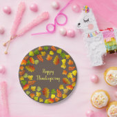 ハッピーサンクスギビング紅葉オンブラウン ペーパープレート (パーティー)