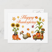 ハッピーサンクスギビング紅葉パンプキン&トルコ シーズンポストカード (正面/裏面)