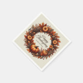 ハッピーサンクスギビング紅葉リース会社 スタンダードカクテルナプキン (角)