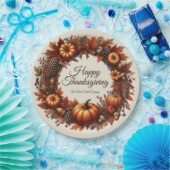 ハッピーサンクスギビング紅葉リース会社 ペーパープレート (パーティー)