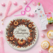 ハッピーサンクスギビング紅葉リース会社 ペーパープレート (パーティー)