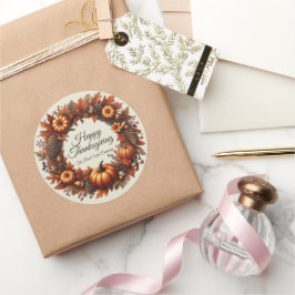 ハッピーサンクスギビング紅葉リース会社 ラウンドシール