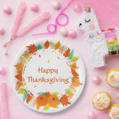 ハッピーサンクスギビング紅葉リース ペーパープレート (パーティー)
