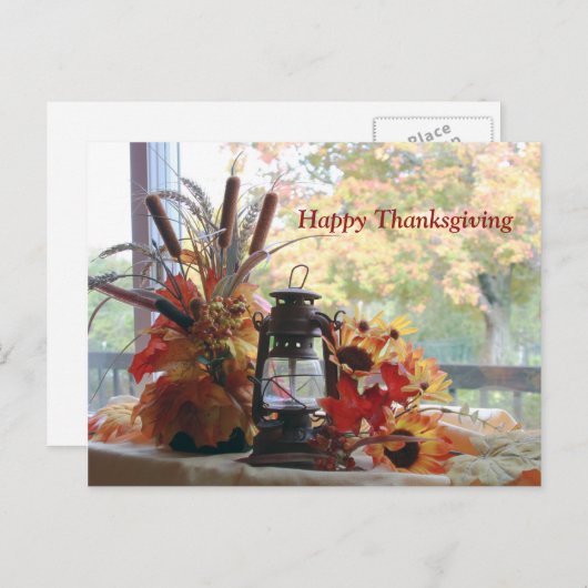 ハッピーサンクスギビング紅葉秋の木 シーズンポストカード (正面/裏面)