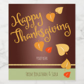 ハッピーサンクスギビング紅葉 パーソナライズされた ワインラベル (シングルラベル)