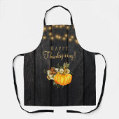 ハッピーサンクスギビング素朴なカボチャフローラ木材 エプロン (正面)
