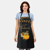 ハッピーサンクスギビング素朴なカボチャフローラ木材 エプロン (着用した状態)