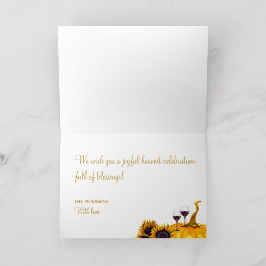 ハッピーサンクスギビング素朴な収穫サンクスギビング シーズンカード (内部)