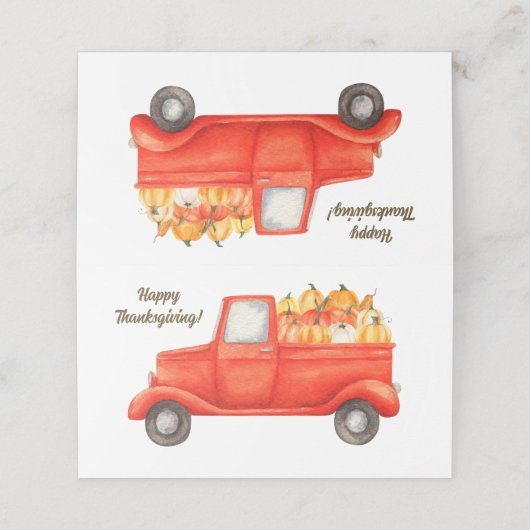 ハッピーサンクスギビング素朴トラック秋ハーベスト プレイスカード (外部開封)